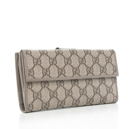 Gucci GG Supreme Monogram Icon Bar Continental Flap Wallet Beige Ebony Grigio 3 of 8