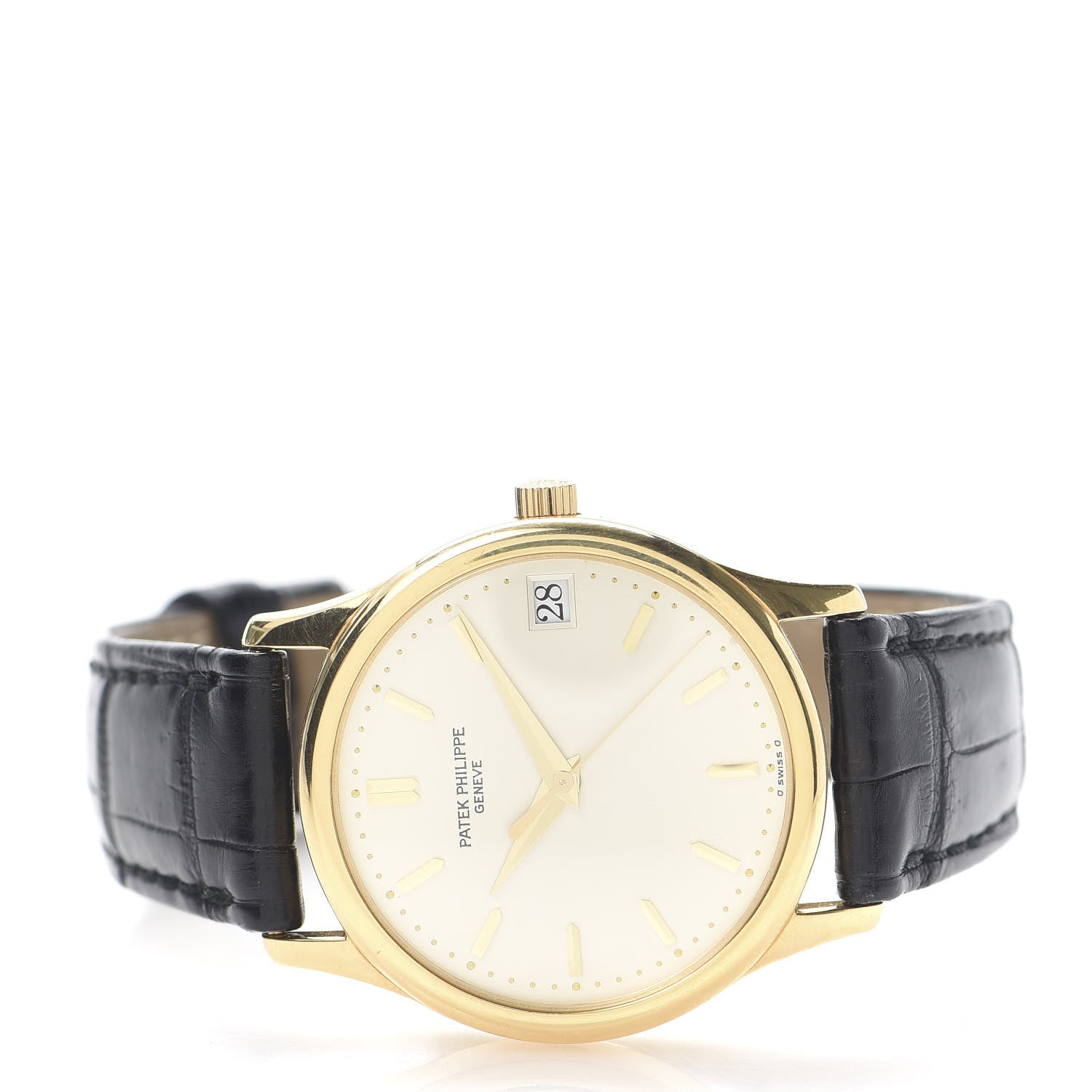 Patek Philippe 18K Yellow Gold Alligator 34mm Calatrava Automatic Watch Ivory 3998 2 of 5