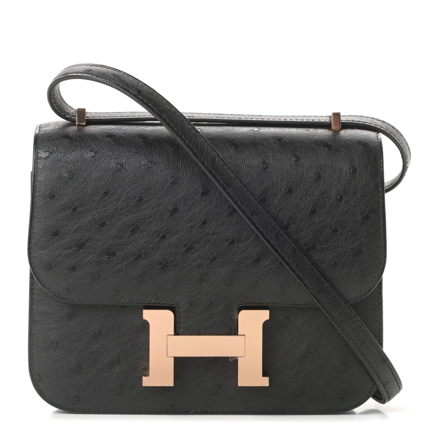 Hermes Ostrich Constance 18 Black 1 of 11