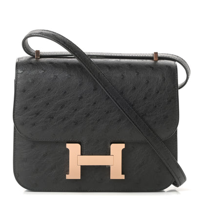 Hermes Ostrich Constance 18 Black 1 of 11