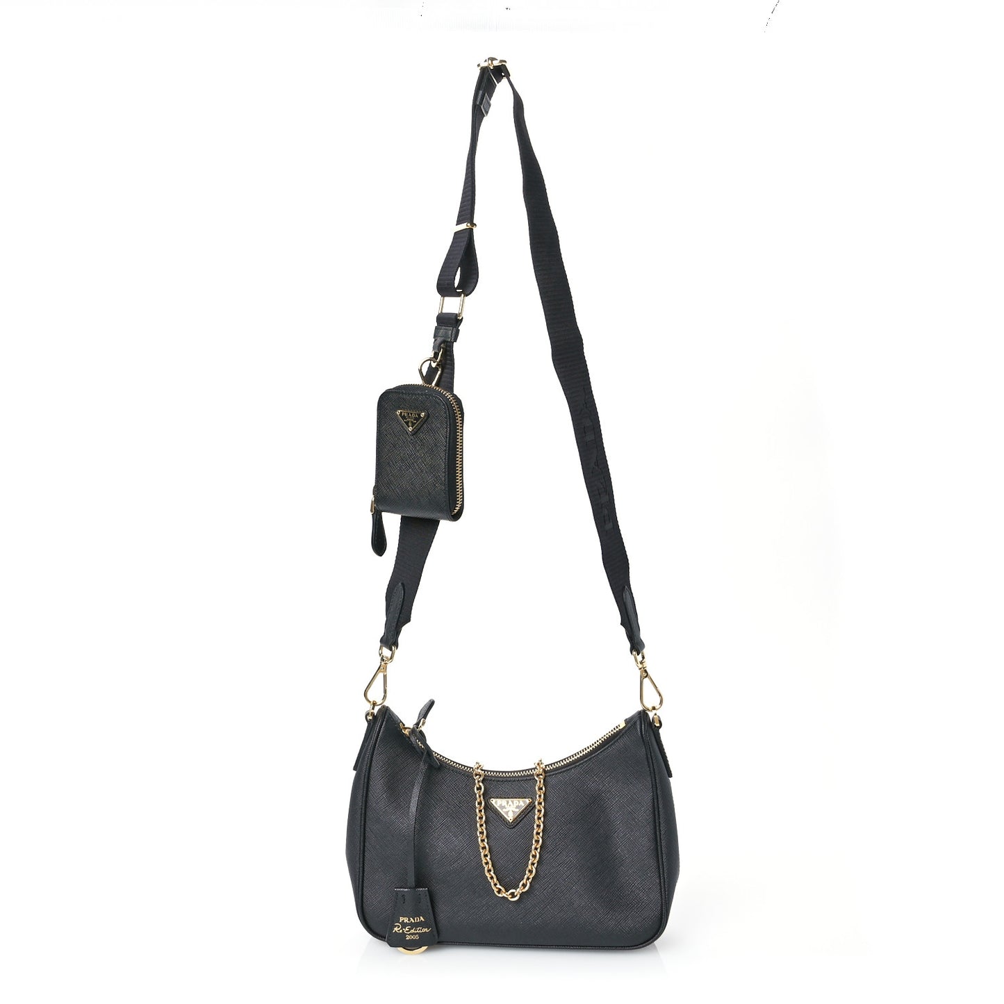 Saffiano Lux Re-Edition 2005 Shoulder Bag Black