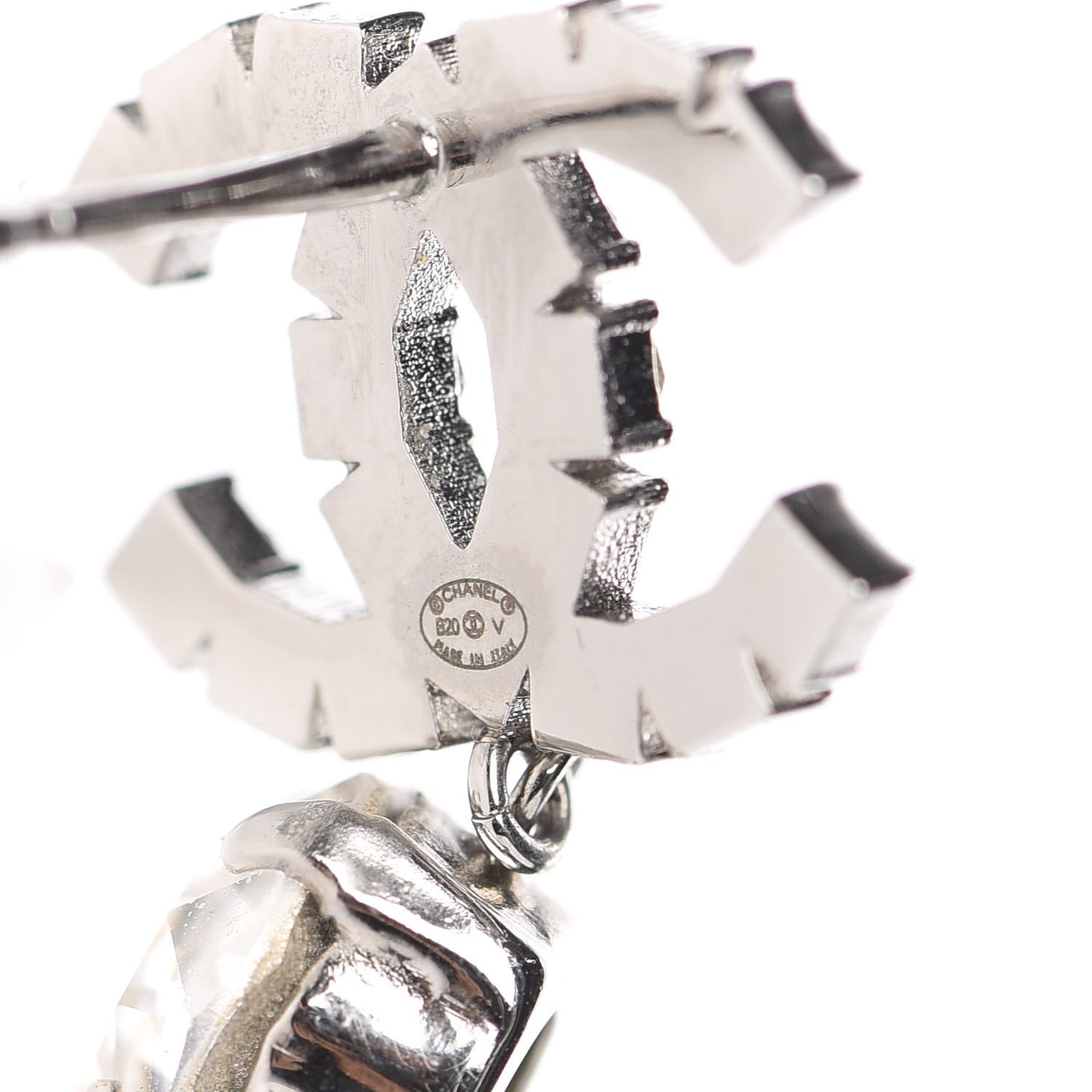 Crystal CC Drop Earrings Silver