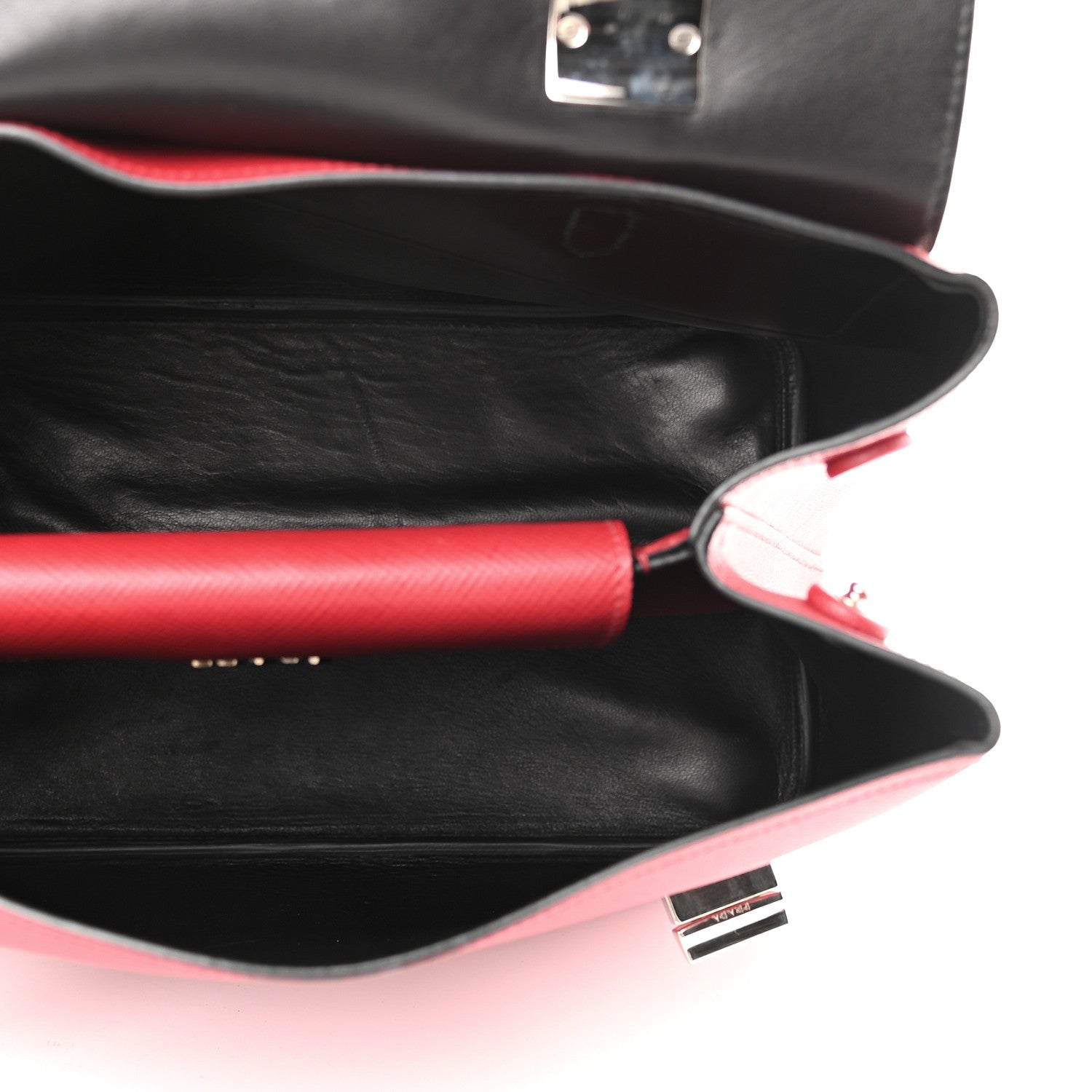 Prada Saffiano Cuir Convertible Top Handle Tote Fuoco 5 of 8