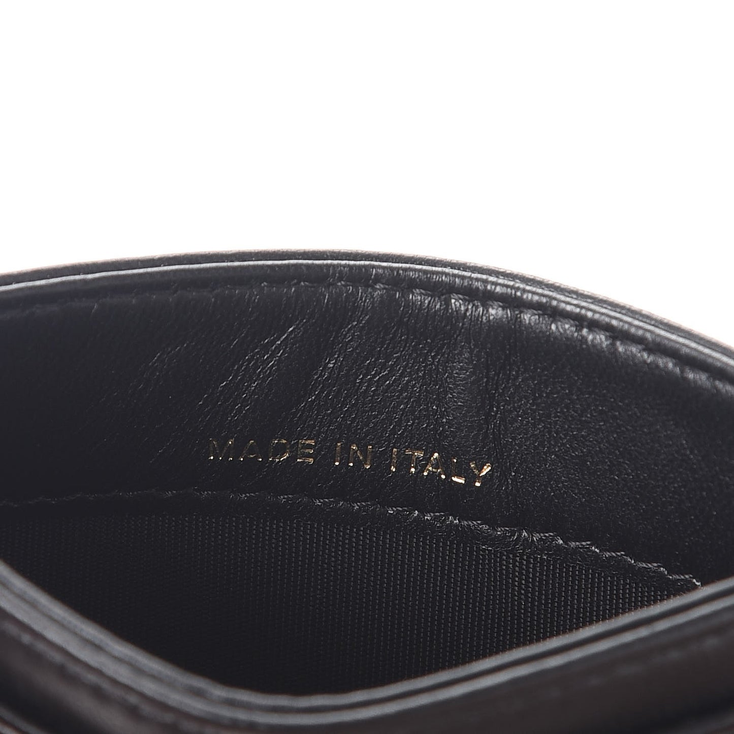 Lambskin Camellia Embossed Card Holder Black Gold