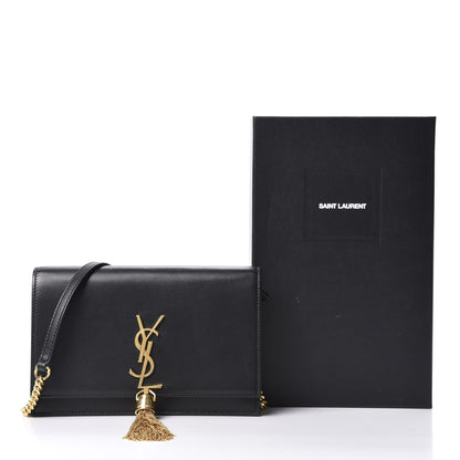 Saint Laurent Smooth Calfskin Classic Monogram Kate Tassel Chain Wallet Dark Leaf 9 of 9
