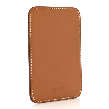 Hermes Swift Stitched Faubourg MagSafe Card Holder Gold Bleu De France Orange 3 of 6