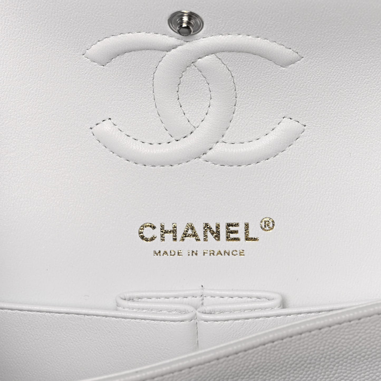 Caviar Quilted Small Double Flap White