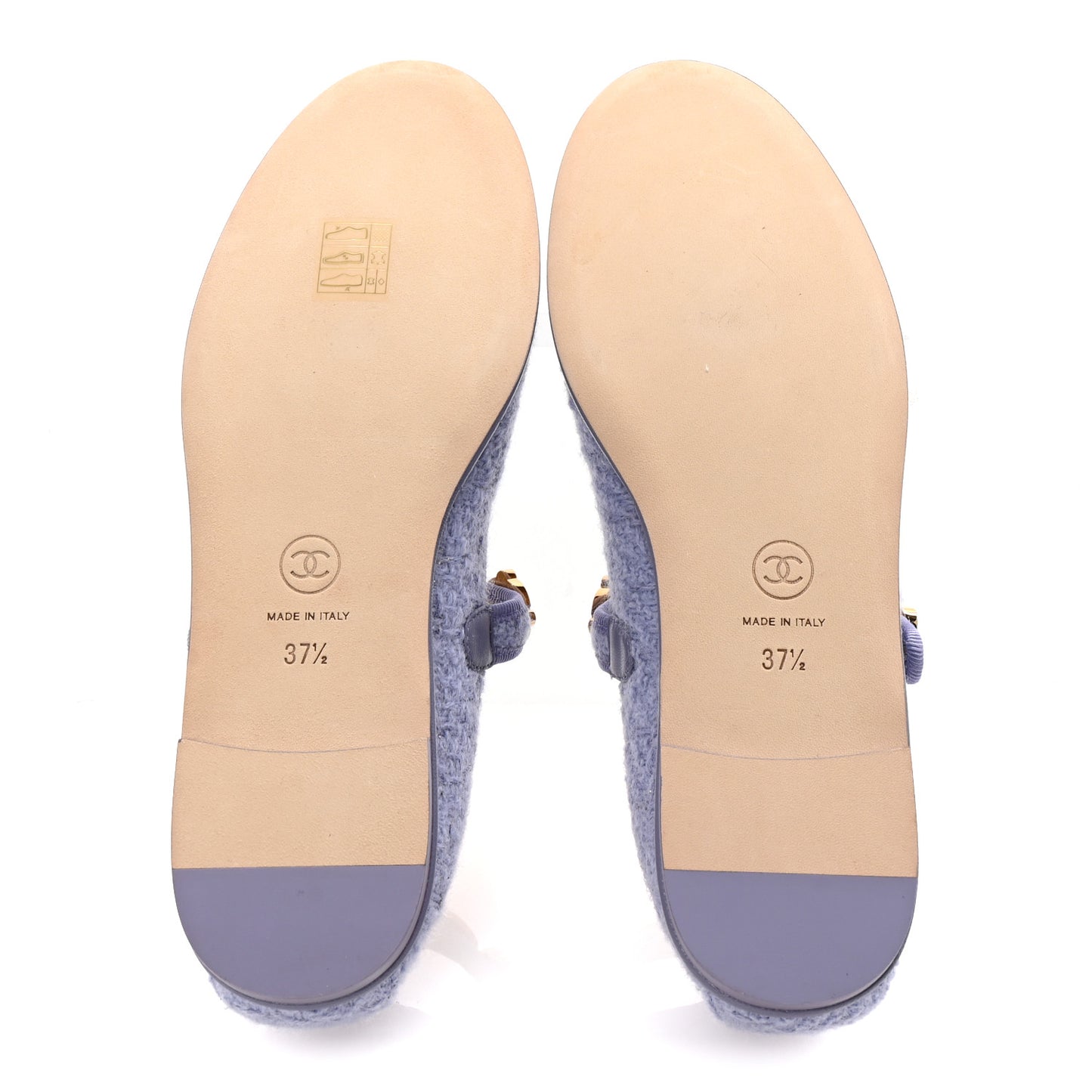 Wool Tweed Patent Mary Jane Flats 37.5 Lilac