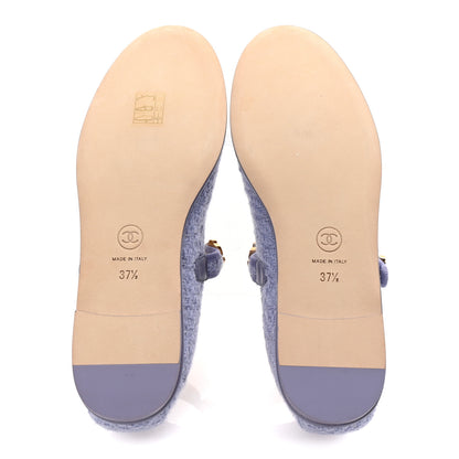 Chanel Wool Tweed Patent Mary Jane Flats 37.5 Lilac 6 of 9