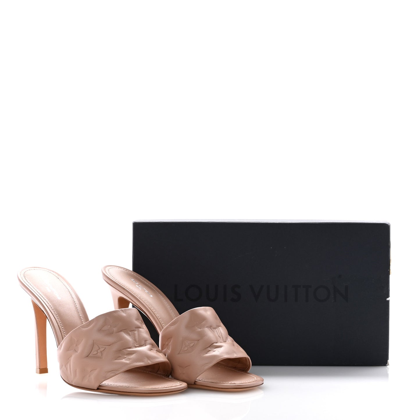 Lambskin Embossed Monogram Revival Mules 41 Beige