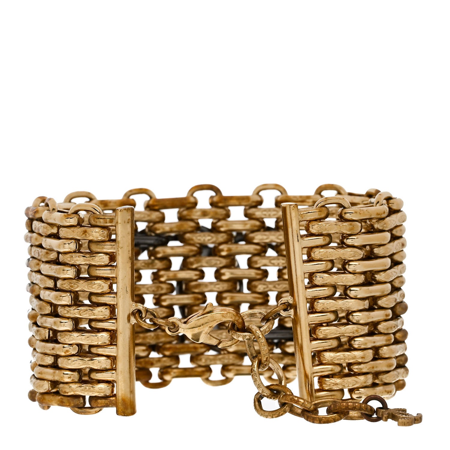 Chanel Crystal CC Chain CC Bracelet Gold Silver 2 of 4