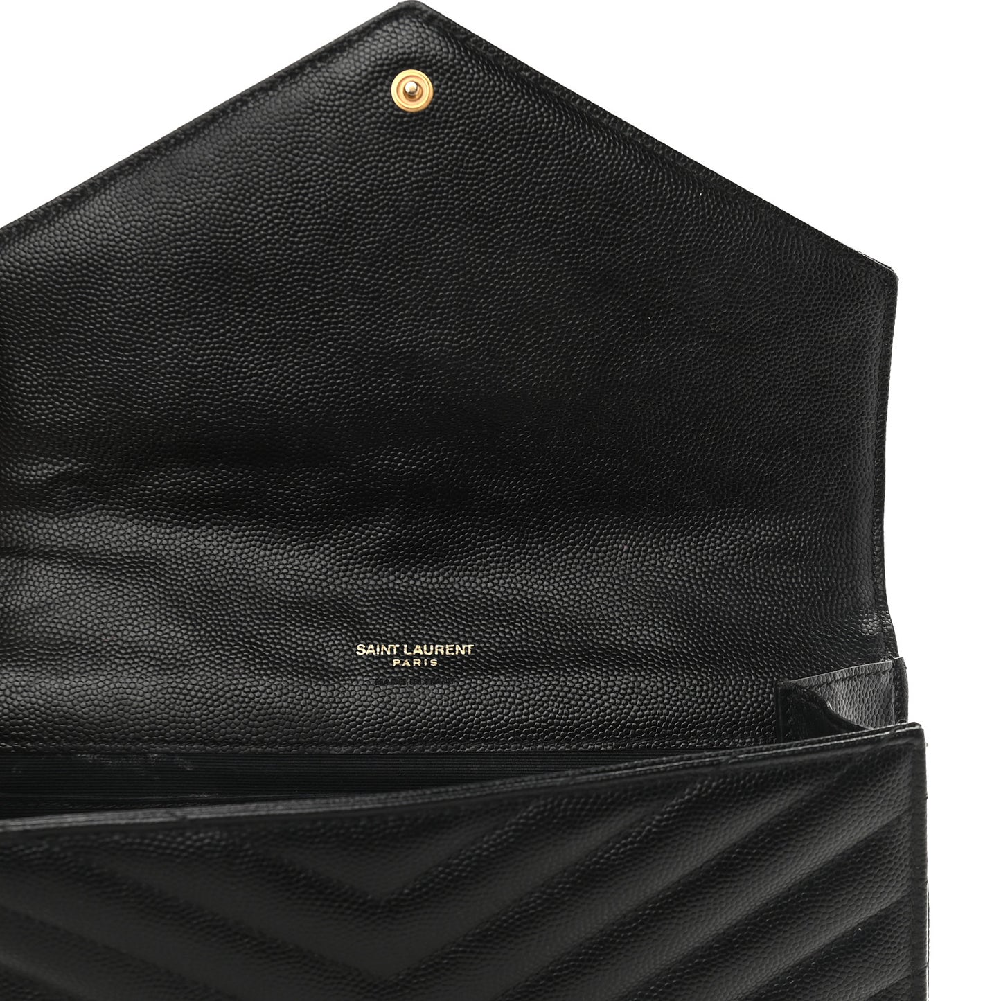 Grain De Poudre Matelasse Chevron Monogram Envelope Clutch Black