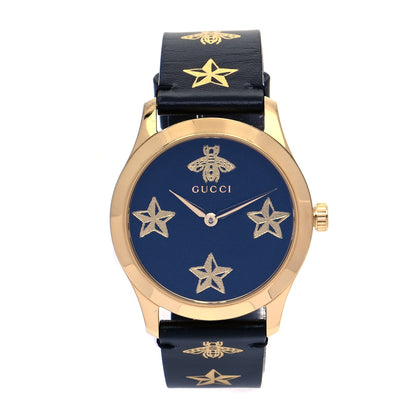 Gucci Stainless Steel Calfskin 38mm G-Timeless Bee Star Quartz Watch Black 1 of 8