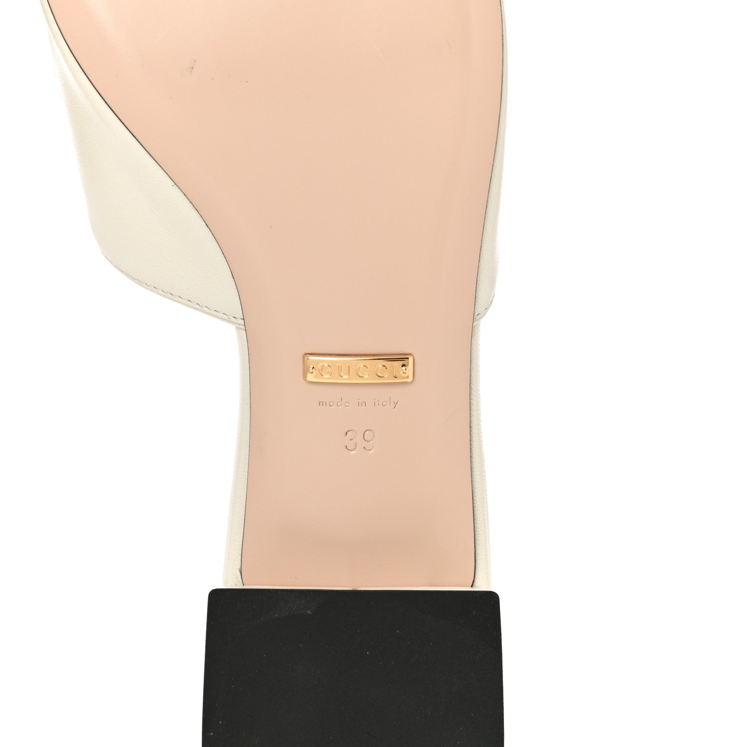 Gucci Malaga Kid Zumi Mid Heel Slide Sandals 39 Dusty White 8 of 12