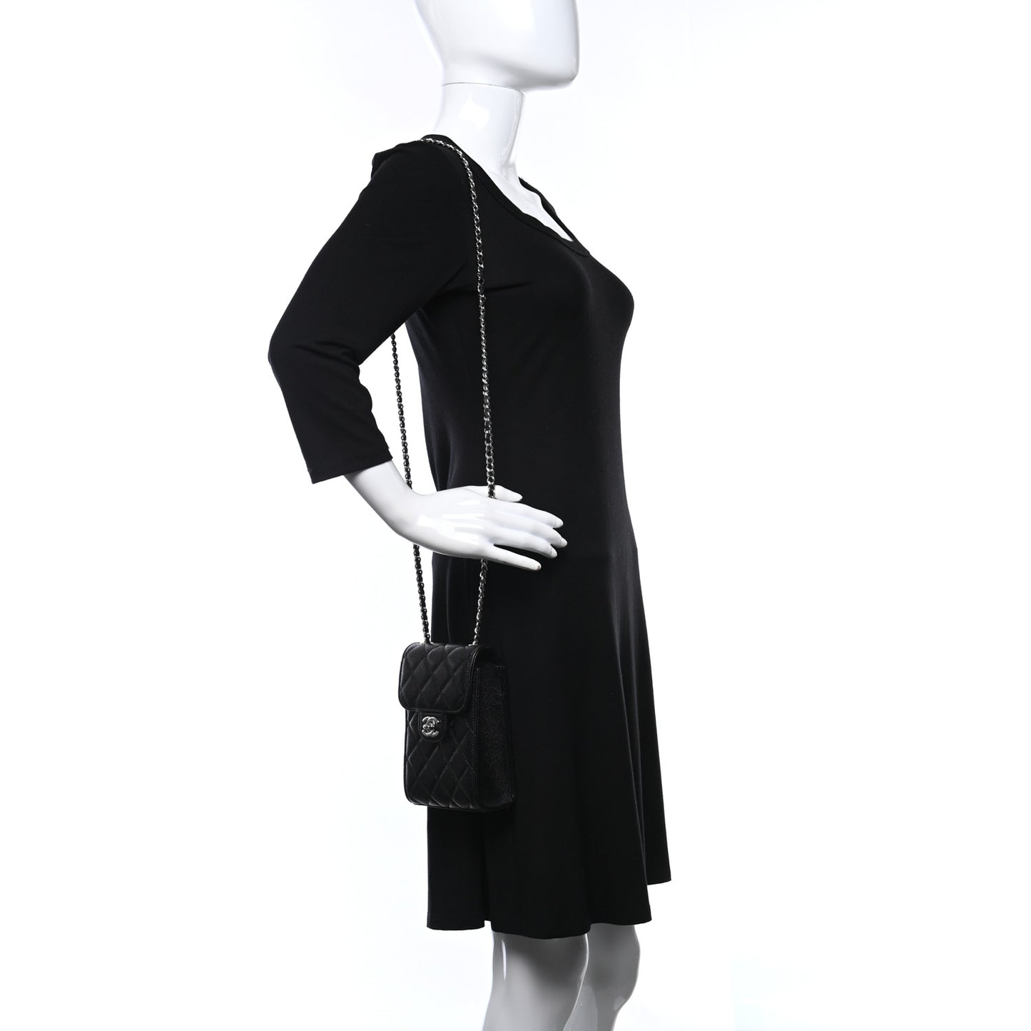 Caviar Quilted Classic Phone Holder Black