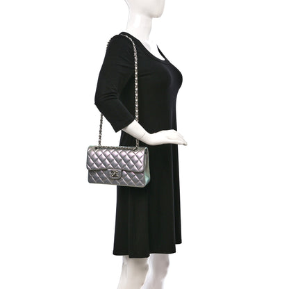 Chanel Iridescent Calfskin Quilted Small Double Flap Light Purple 2 of 13