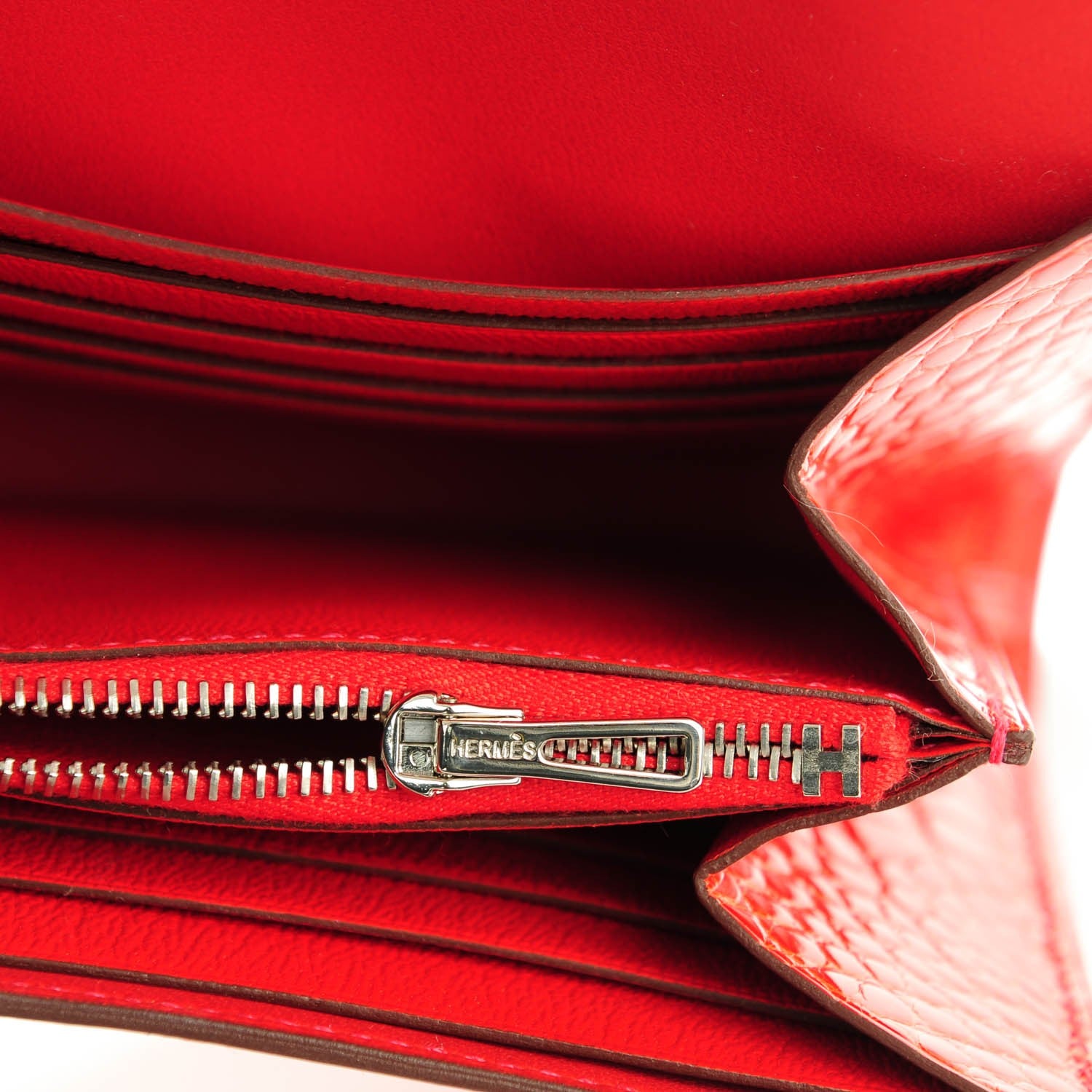 Hermes Shiny Alligator Constance Long Wallet Geranium 7 of 9