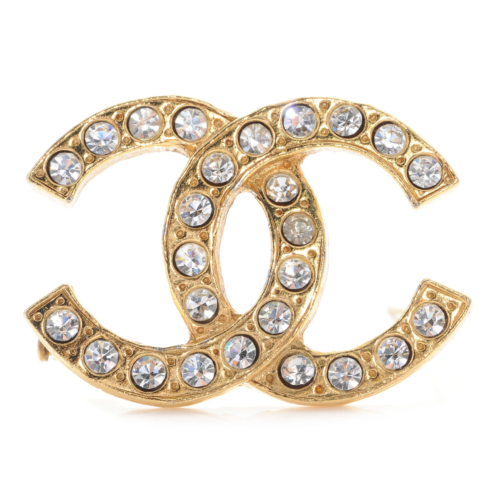 Chanel Large Crystal CC Brooch Gold 1 of 6