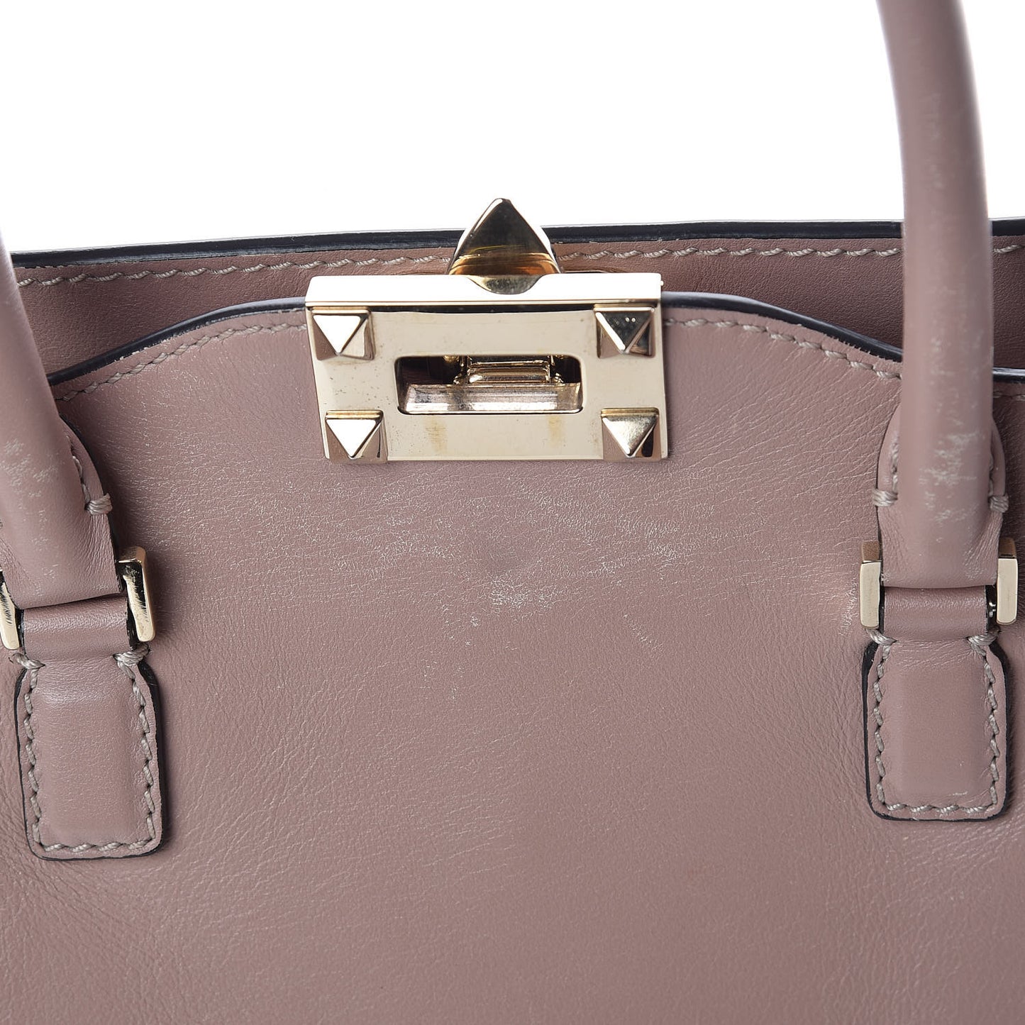 Vitello Small Rockstud Double Handle Tote Poudre