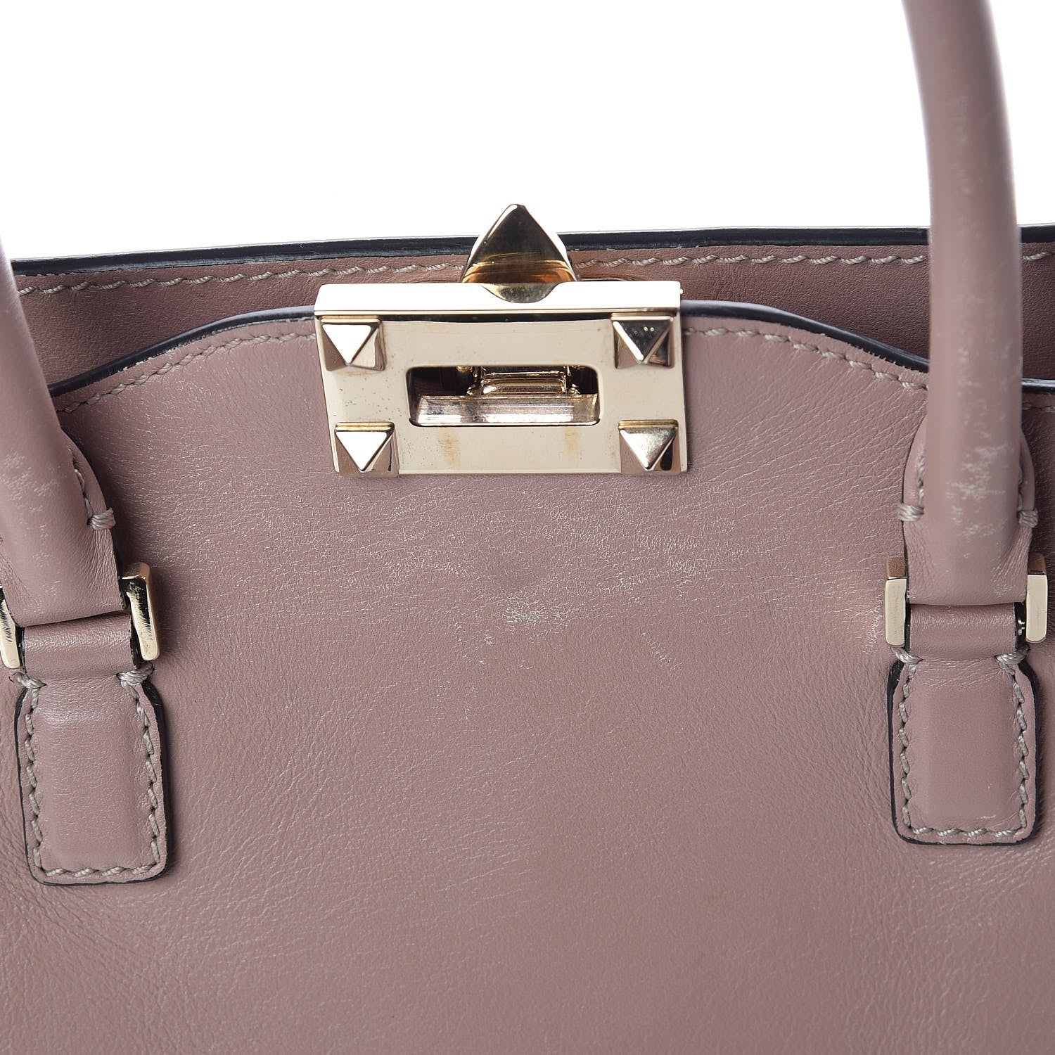 Valentino Garavani Vitello Small Rockstud Double Handle Tote Poudre 10 of 26