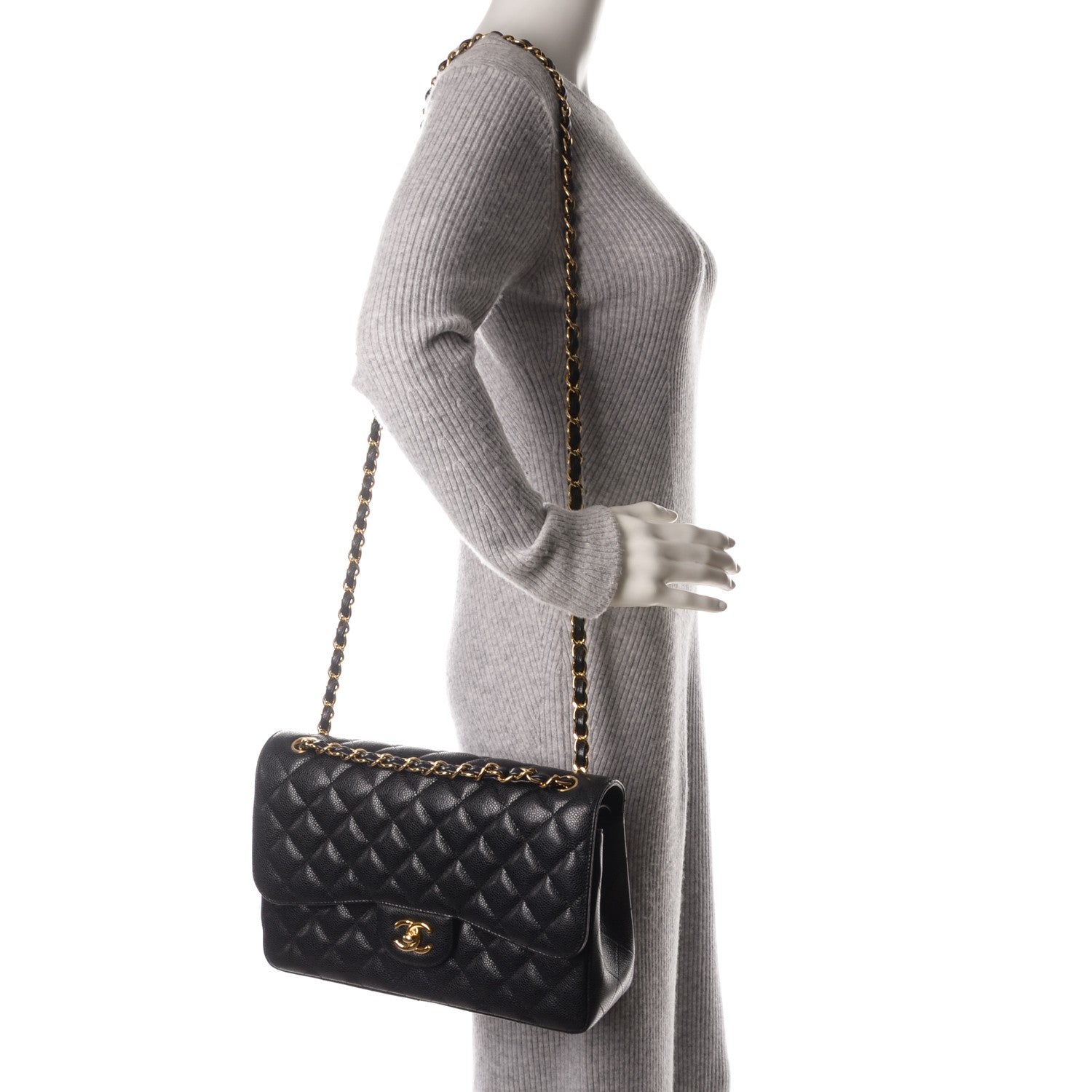 Chanel Caviar Quilted Jumbo Double Flap Black 2 of 7