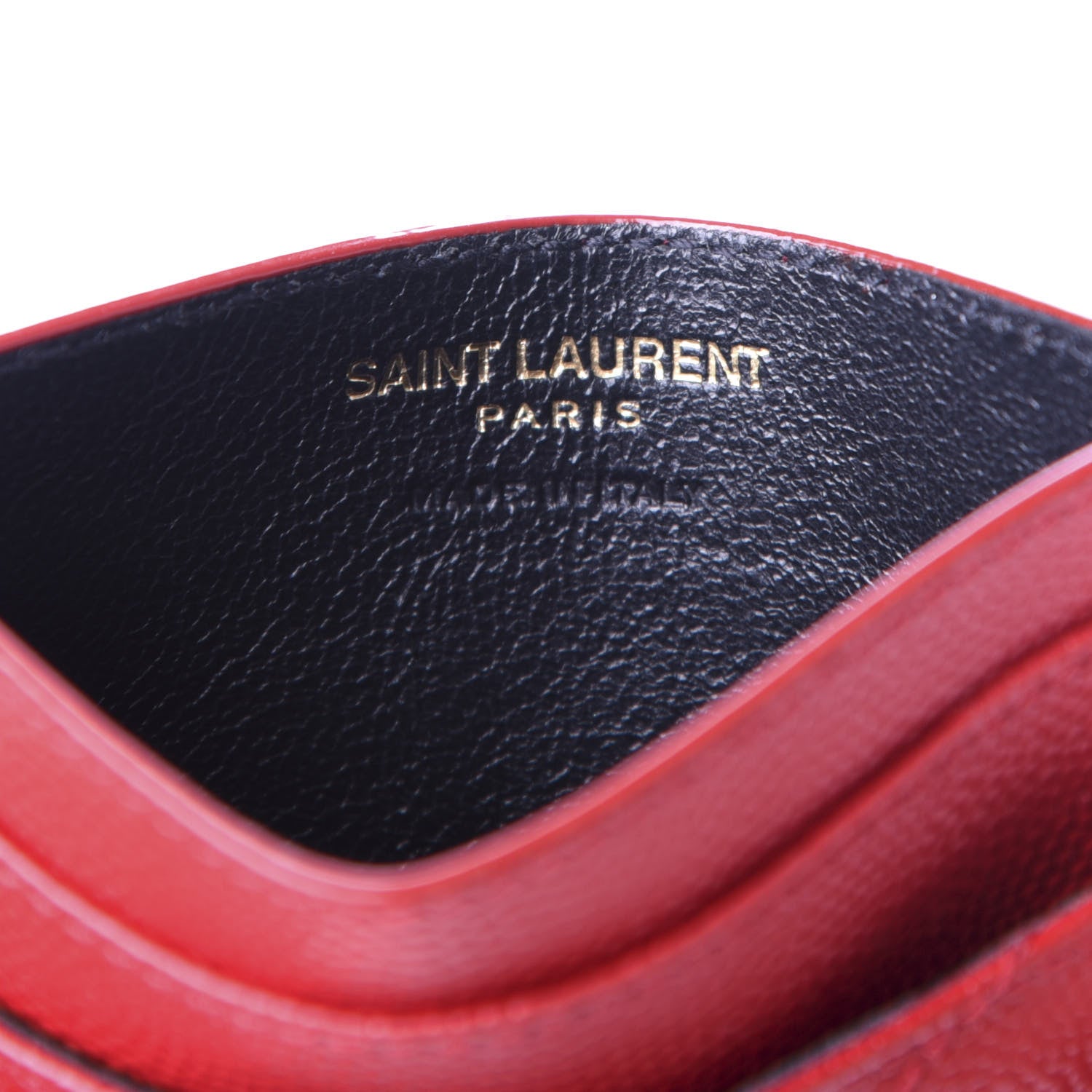 Saint Laurent Grain De Poudre Matelasse Chevron Monogram Credit Card Case New Red 6 of 8