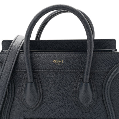 Celine Drummed Calfskin Nano Luggage Navy Blue 8 of 10