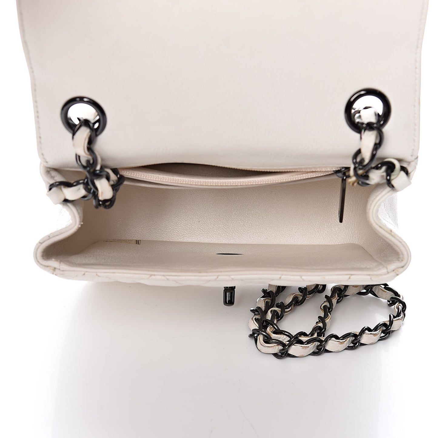 Crumpled Calfskin Quilted Mini Square Flap White