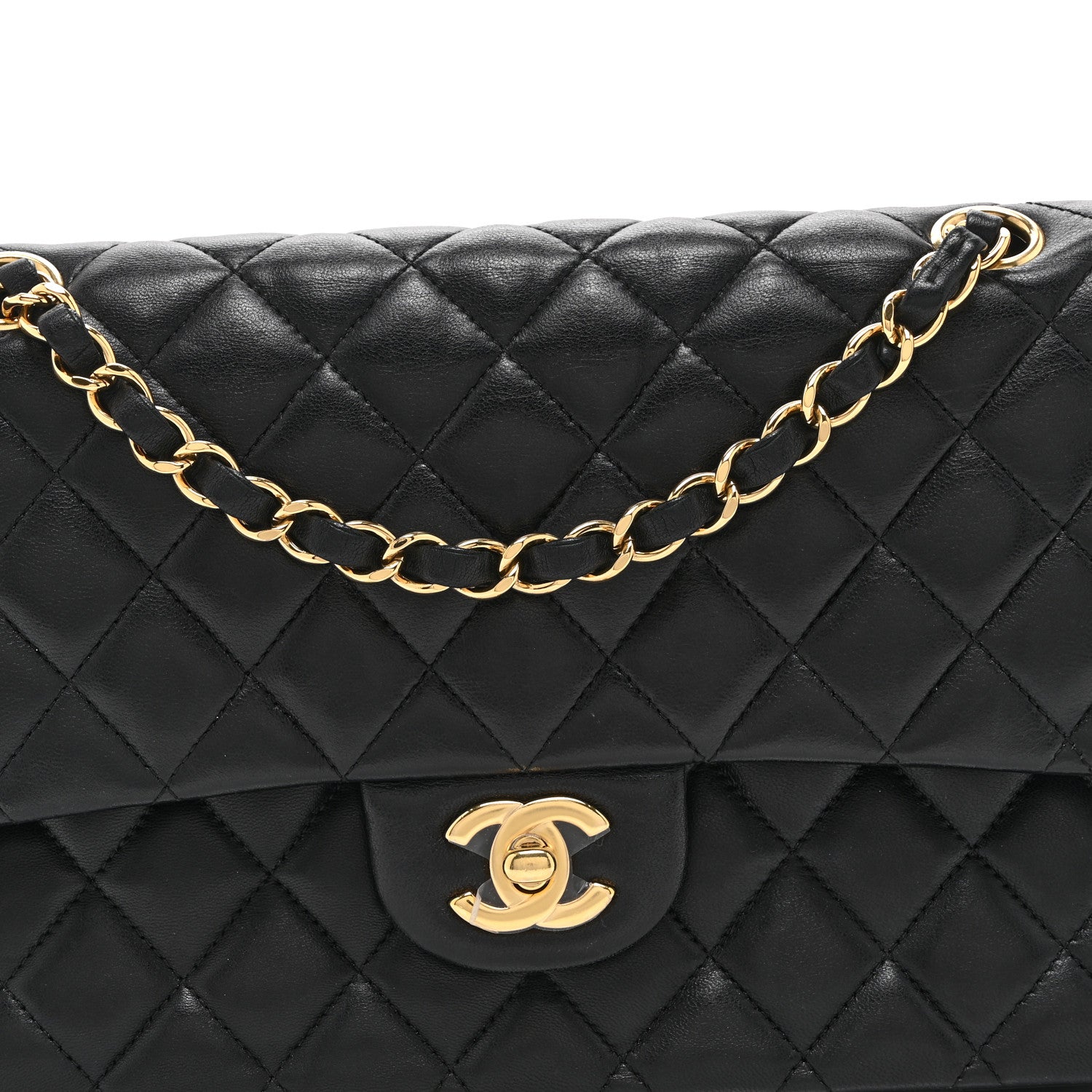 Chanel Lambskin Quilted Medium Double Flap Black 8 of 10