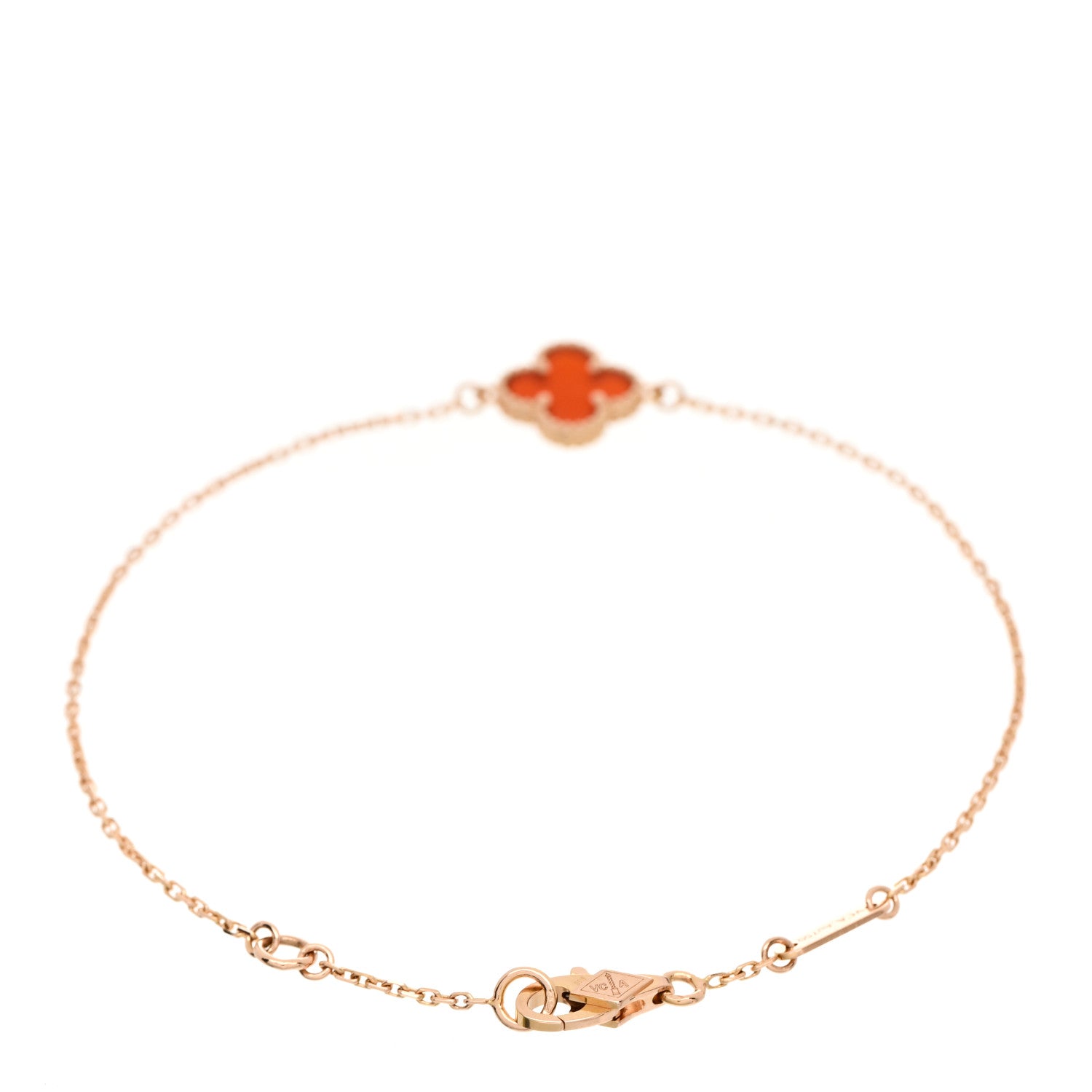 Van Cleef & Arpels 18K Rose Gold Carnelian Sweet Alhambra Bracelet 2 of 5