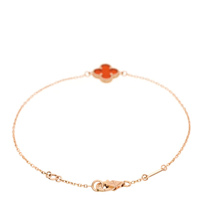 Van Cleef & Arpels 18K Rose Gold Carnelian Sweet Alhambra Bracelet 2 of 5