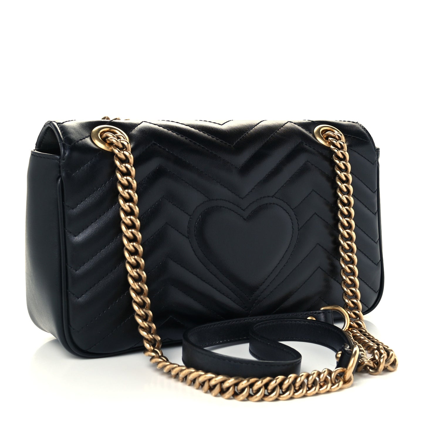 Calfskin Matelasse Small GG Marmont Shoulder Bag Black