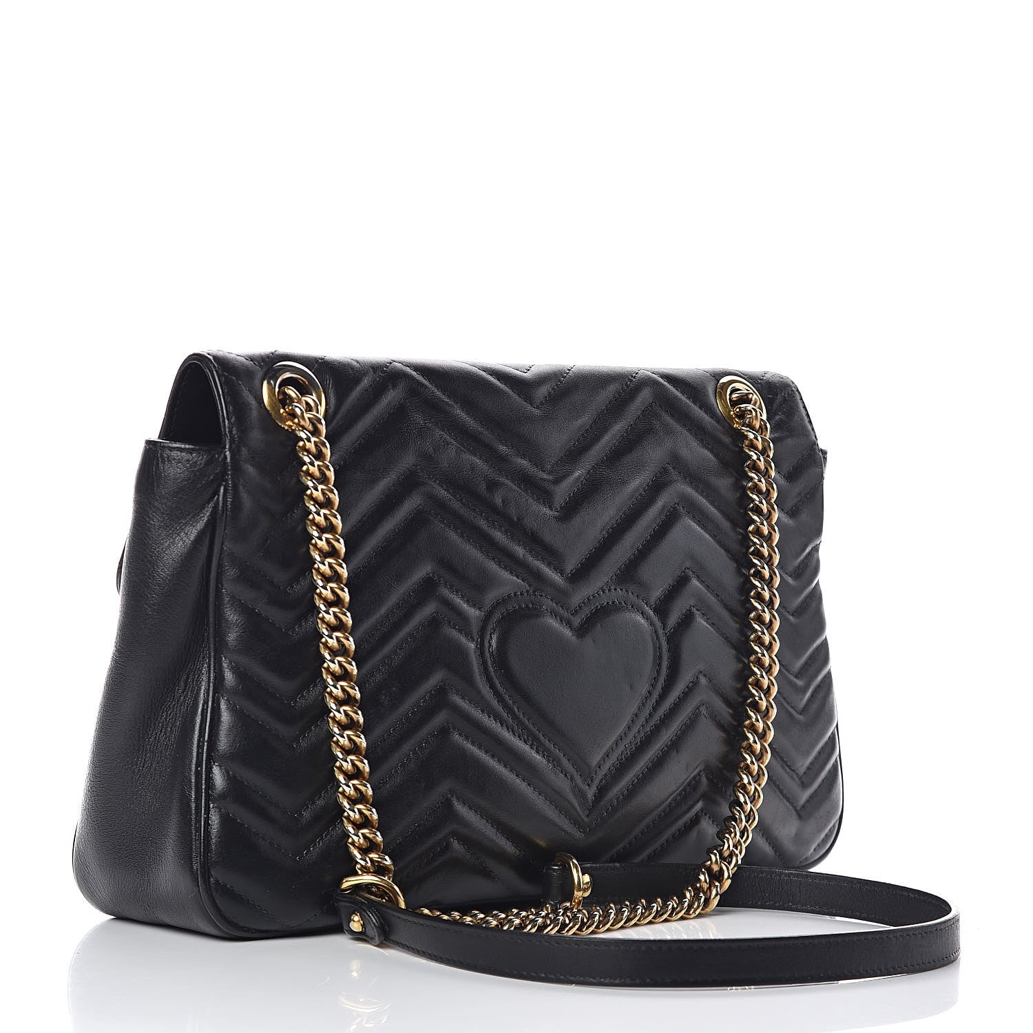 Gucci Calfskin Matelasse Medium GG Marmont Shoulder Bag Black 3 of 14