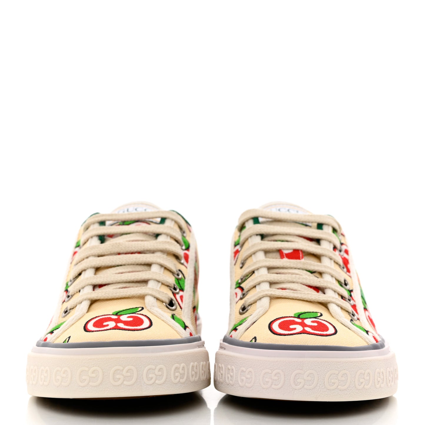Canvas Web GG Apple Womens 1977 Tennis Sneakers 36 Ivory Red Mystic White New Shamarock