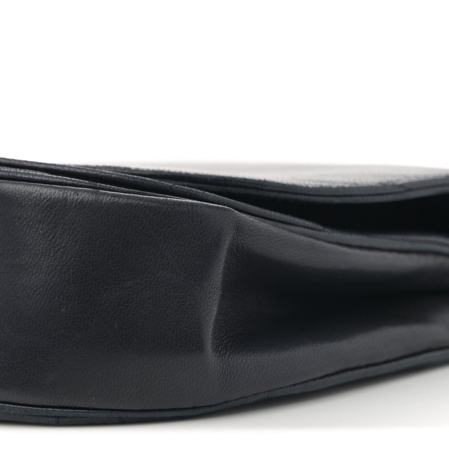 Lambskin Ribbon Quilted Small Single Flap Navy