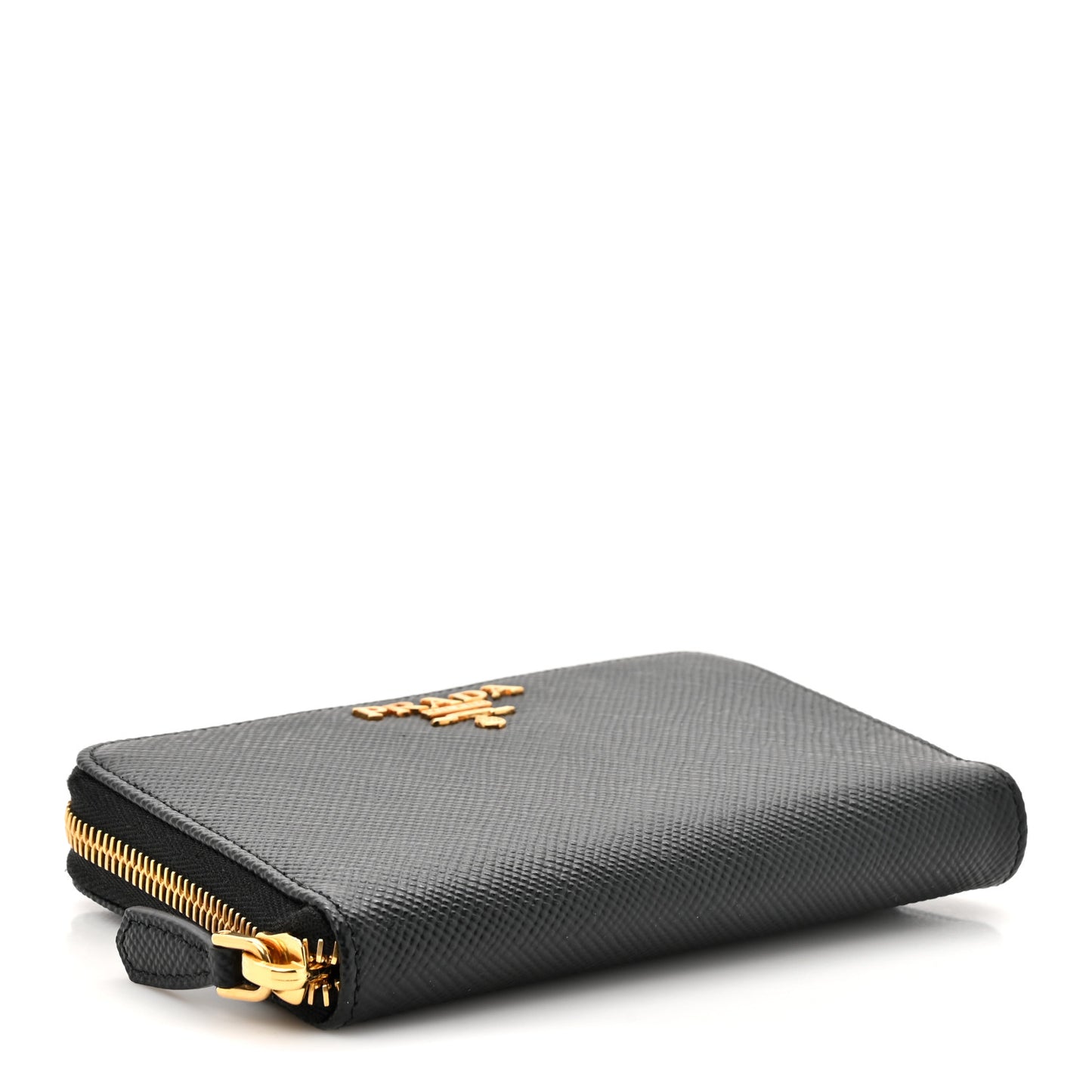 Saffiano Metal Small Zip Around Wallet Black
