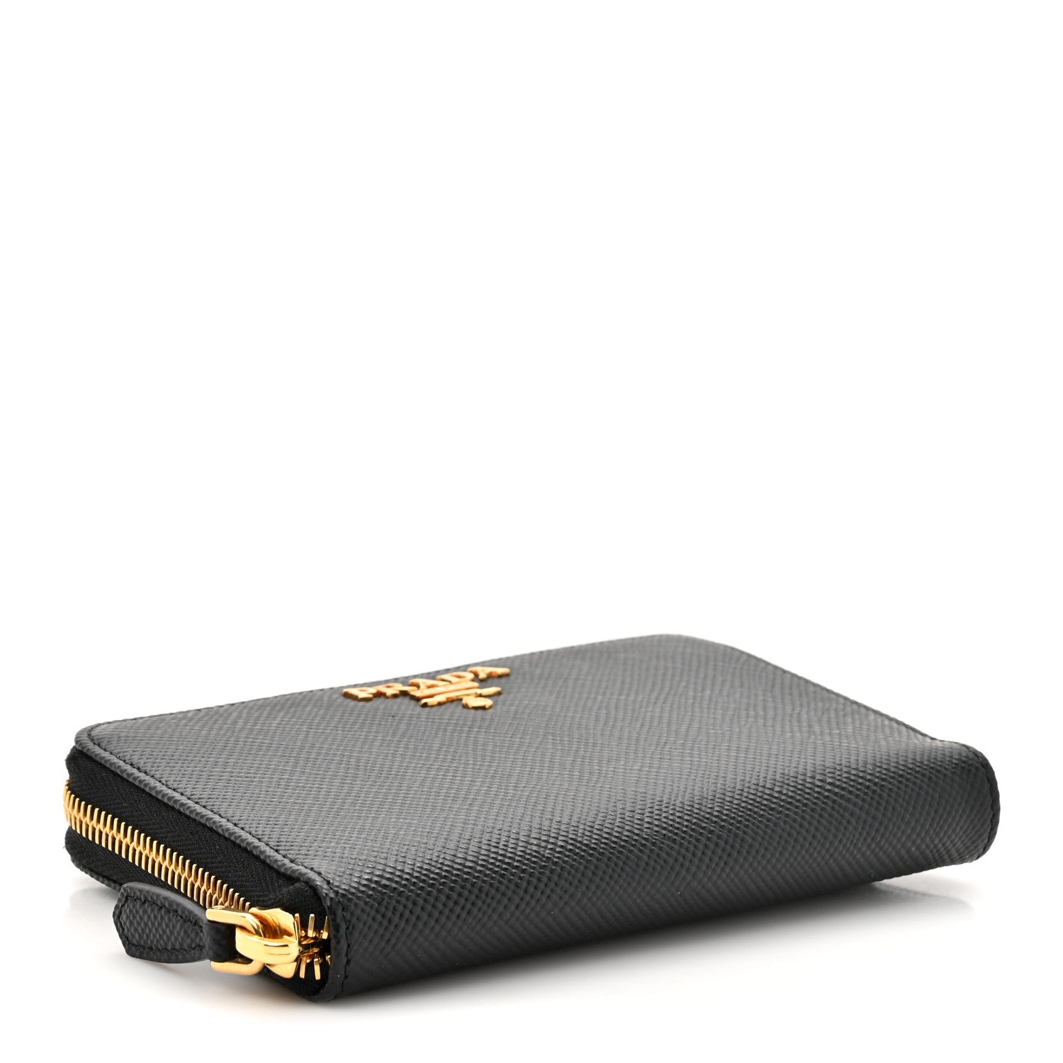 Prada Saffiano Metal Small Zip Around Wallet Black 4 of 7