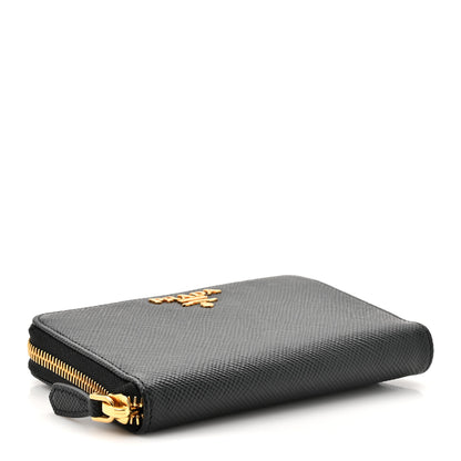 Prada Saffiano Metal Small Zip Around Wallet Black 4 of 7