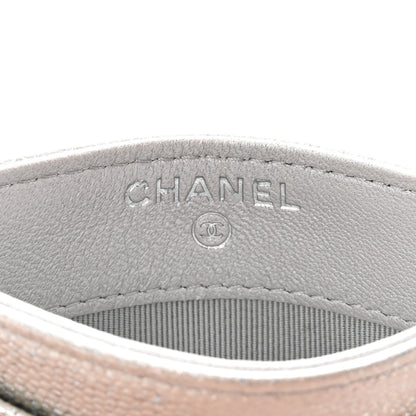 Chanel Glittered Metallic Caviar Quilted Card Holder Silver 6 of 9