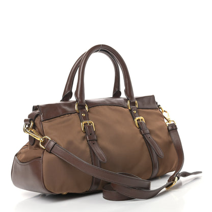 Prada Nylon Tessuto Soft Calf Tote Corinto 3 of 12