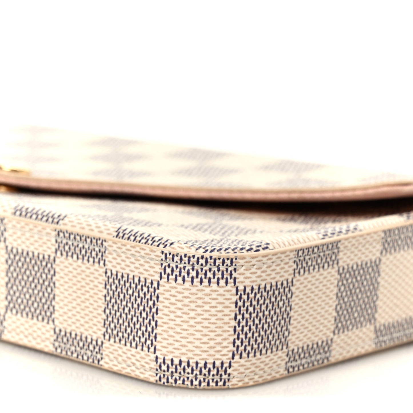 Damier Azur Pochette Felicie Chain Wallet Rose Ballerine