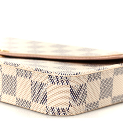 Louis Vuitton Damier Azur Pochette Felicie Chain Wallet Rose Ballerine 10 of 11