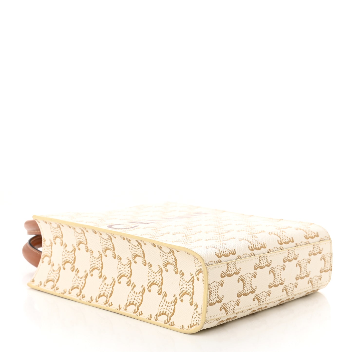 Triomphe Canvas Calfskin Mini Vertical Cabas White