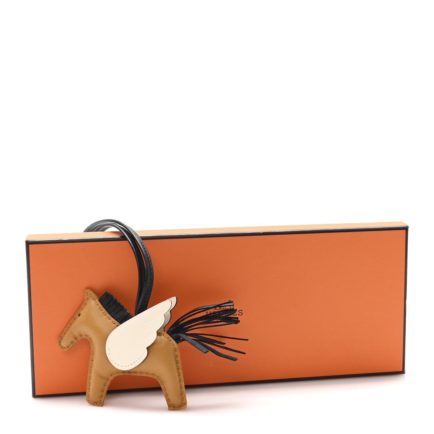 Hermes Milo Lambskin Grigri Rodeo Pegase Horse Bag Charm PM Sesame Black Nata 5 of 5