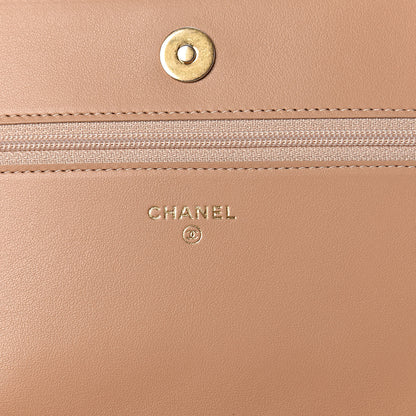 Chanel Caviar Quilted Boy Wallet On Chain WOC Beige 8 of 11