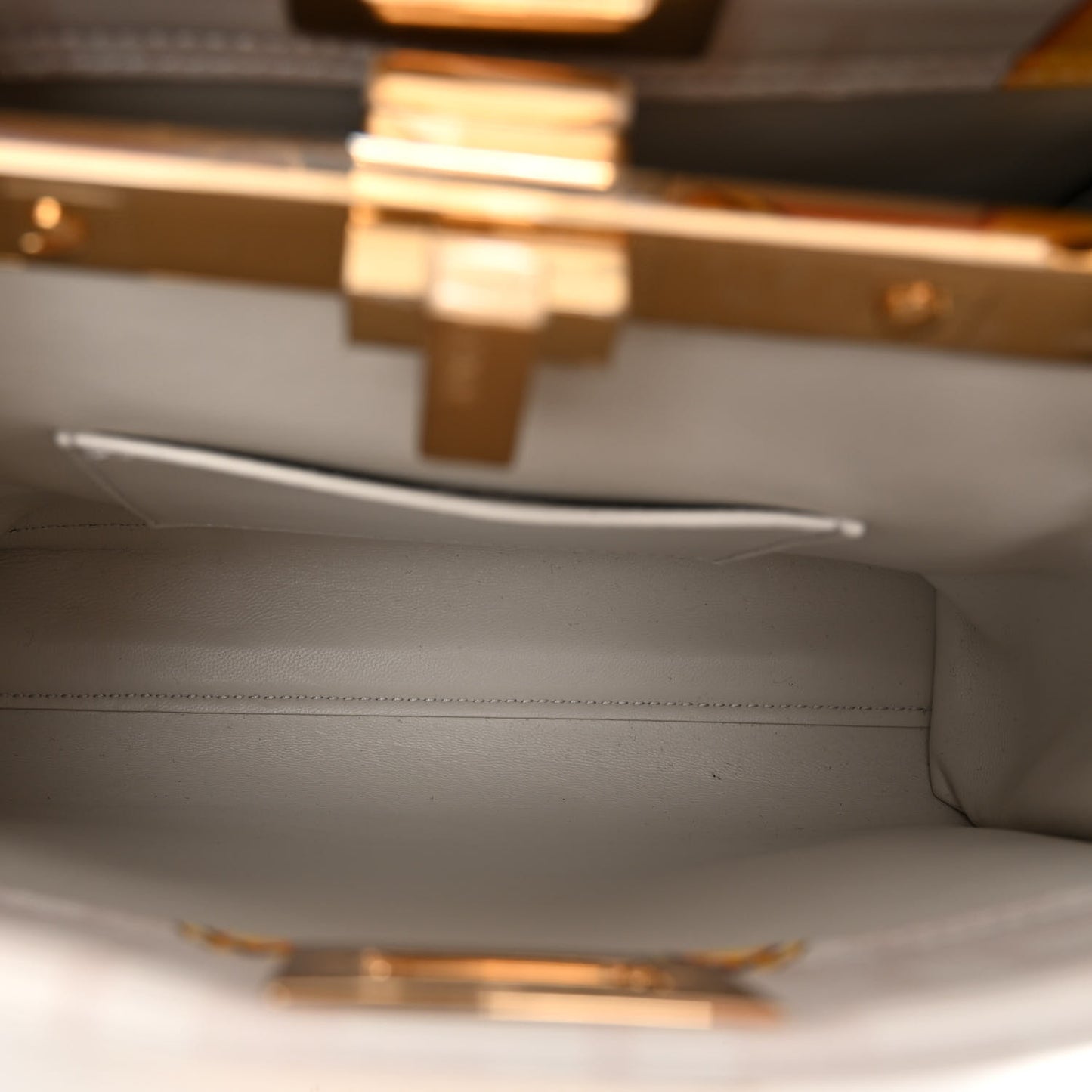 X VERSACE Vitello Seta Nappa Fendace FF Baroque Mini Peekaboo Iconic Satchel White Ice Gold