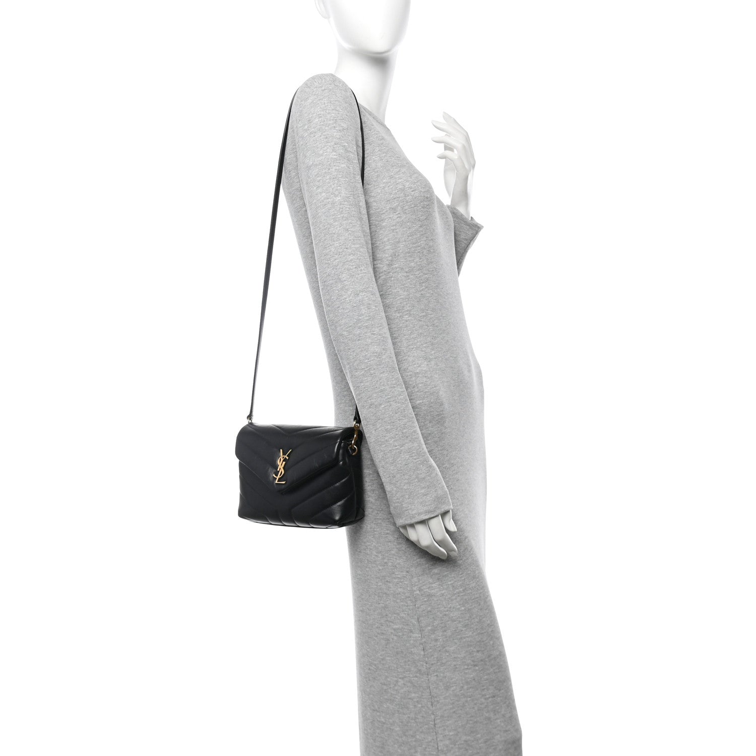 Saint Laurent Calfskin Y Quilted Monogram Toy Loulou Crossbody Bag Black 2 of 11
