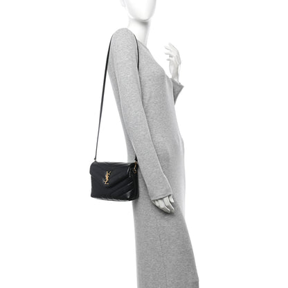 Saint Laurent Calfskin Y Quilted Monogram Toy Loulou Crossbody Bag Black 2 of 11