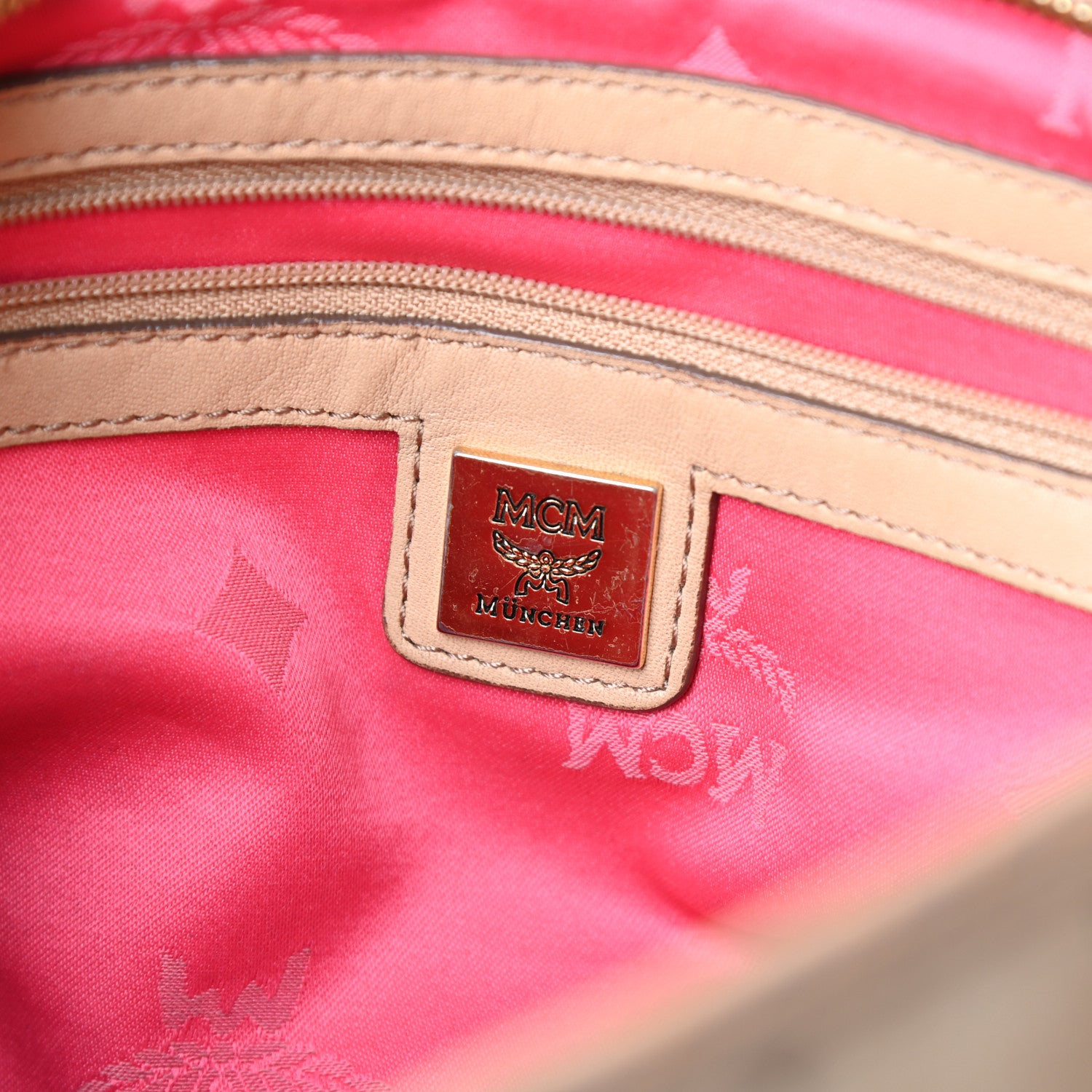 MCM Visetos Striped Tote Beige 6 of 9