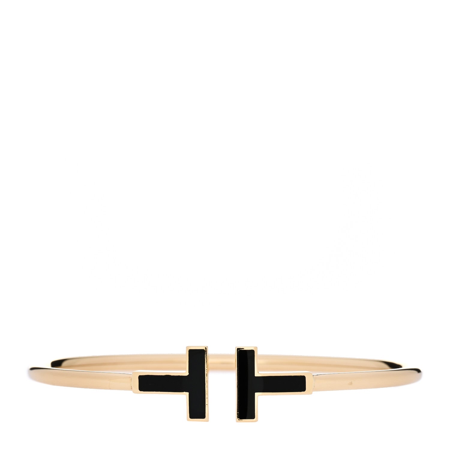 Tiffany 18K Yellow Gold Black Onyx T Wire Bracelet 1 of 4